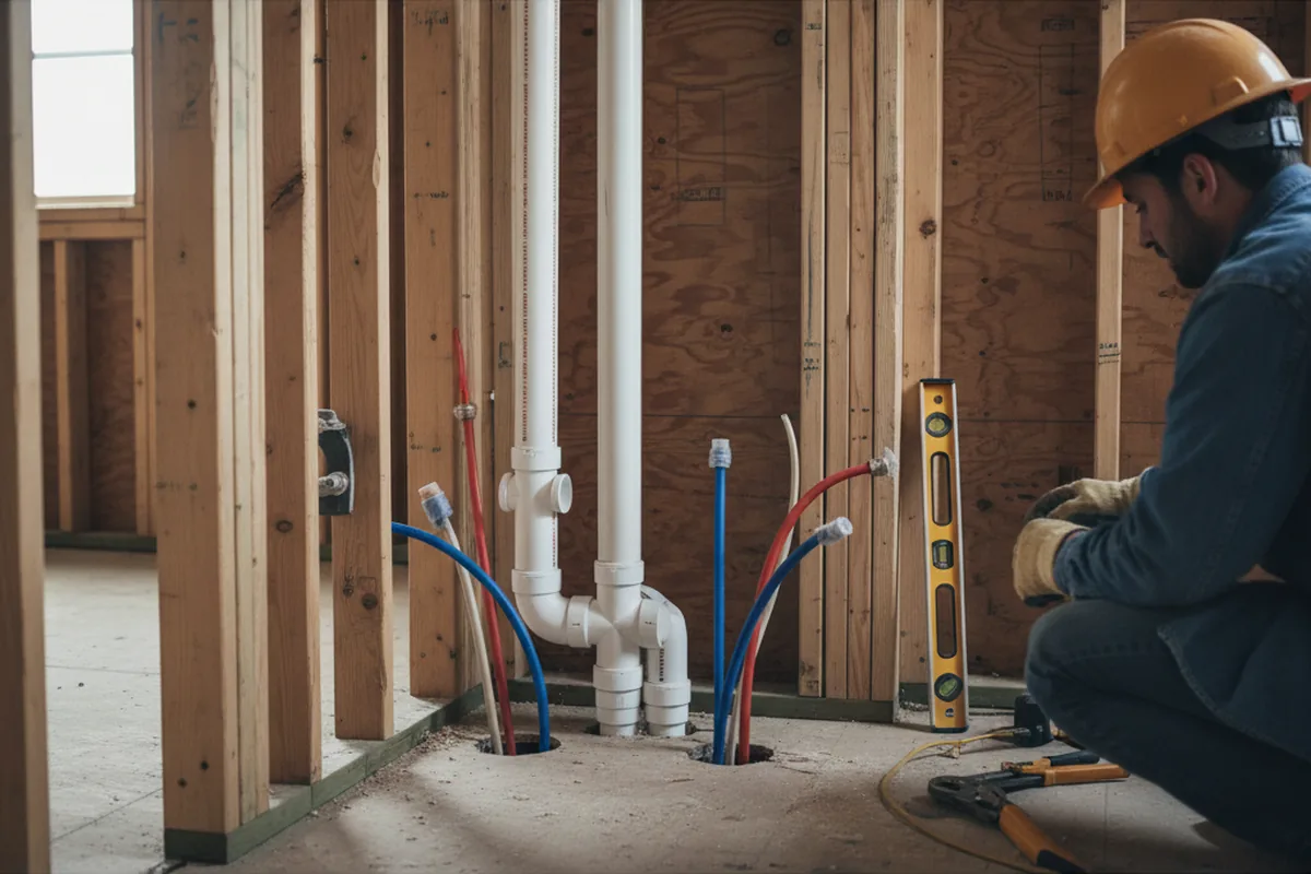 Drain and supply rough-in during Leak Detection in Pine Grove